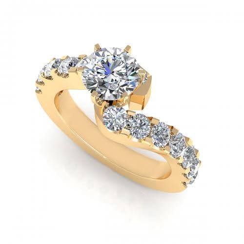 Luxurious 1.65CT Round Cut Diamond Engagement Ring in 18KT Yellow Gold - Primestyle.com