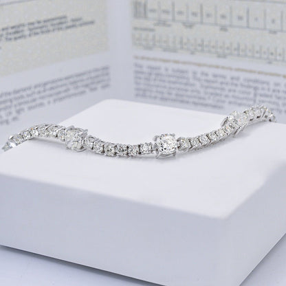 Luxurious 7.00CT Cushion and Round Cut Diamond Tennis Bracelet in 14KT White Gold - Primestyle.com
