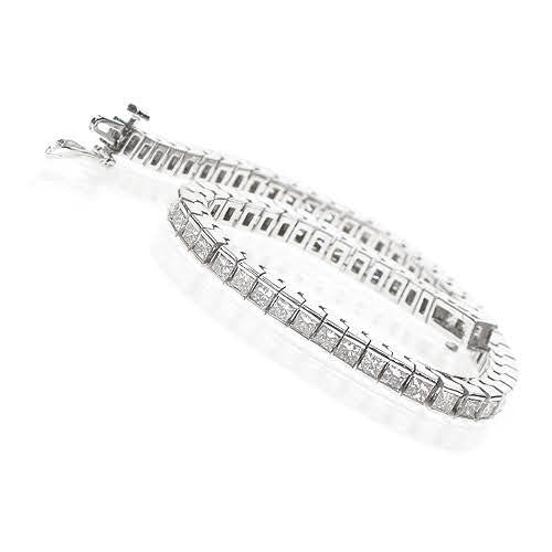 Magnificent 3.80CT Princess Cut Diamond Tennis Bracelet in 18KT White Gold - Primestyle.com