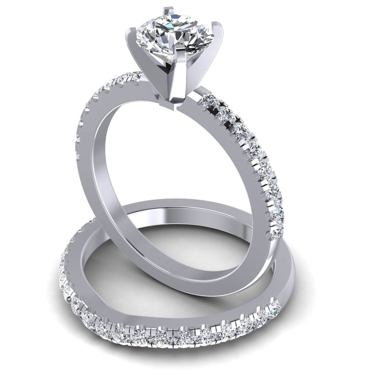 Mesmerizing 1.40 CT Round Cut Diamond Bridal Set in 14KT White Gold - Primestyle.com