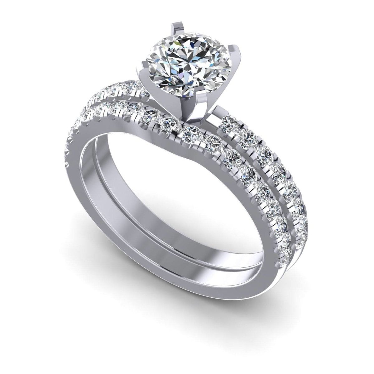 Mesmerizing 1.40 CT Round Cut Diamond Bridal Set in 14KT White Gold - Primestyle.com