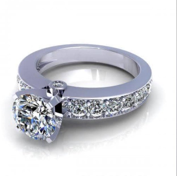 Mesmerizing 1.60CT Round Cut Diamond Engagement Ring in Platinum - Primestyle.com