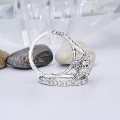 Mesmerizing 2.00CT Round Cut Diamond Bridal Set in 14KT White Gold - Primestyle.com