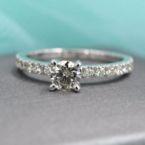 Modern 0.85 CT Round Cut Diamond Engagement Ring in 14KT White Gold - Primestyle.com