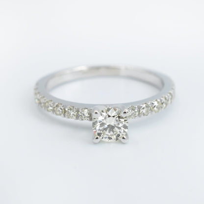 Modern 0.85 CT Round Cut Diamond Engagement Ring in 14KT White Gold - Primestyle.com
