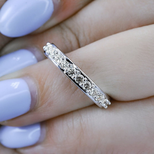 No Risk 0.50 CT Diamond Wedding Band in 14 KT White Gold