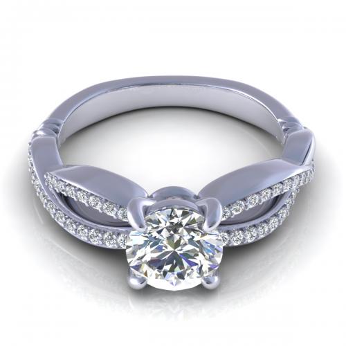 No Risk 0.75 CT Round Cut Diamond Engagement Ring in 14KT White Gold - Primestyle.com