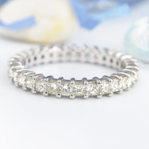 No Risk 1.90 CT Princess Cut Diamond Eternity Ring in 14 KT White Gold - Primestyle.com