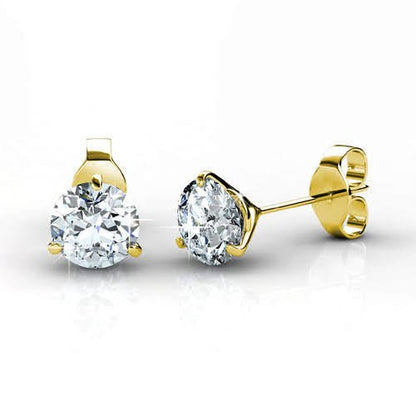 Premium 0.50CT Round Cut Diamond Stud Earrings in 14KT Yellow Gold - Primestyle.com