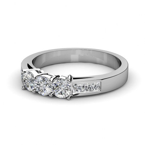 Premium 1.00CT Round Cut Diamond Wedding Band in 14KT White Gold - Primestyle.com