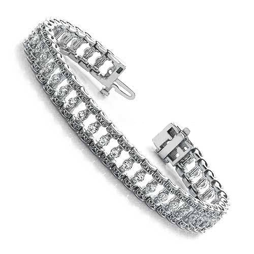 Premium 2.99 CT Round Cut Diamond Tennis Bracelet in 14KT White Gold - Primestyle.com