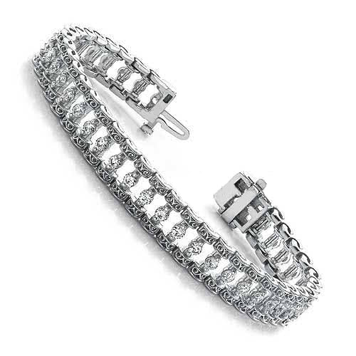 Premium 2.99 CT Round Cut Diamond Tennis Bracelet in 14KT White Gold