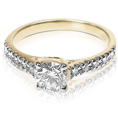 Prestige 1.05CT Round Cut Diamond Engagement Ring in 14KT Yellow Gold - Primestyle.com