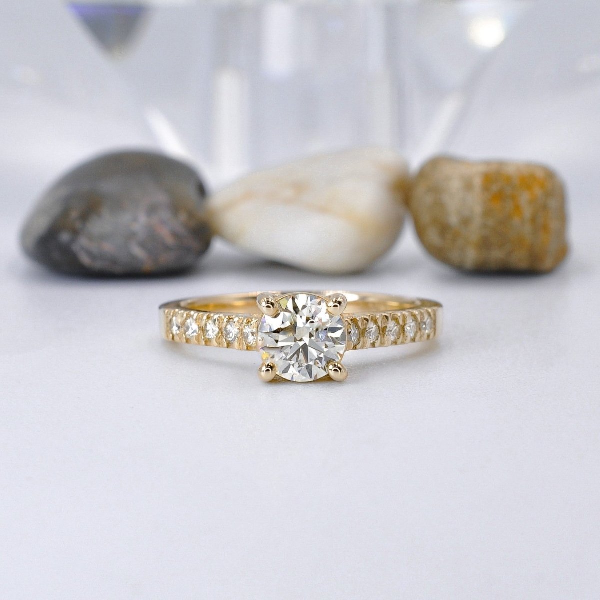 Prestige 1.05CT Round Cut Diamond Engagement Ring in 14KT Yellow Gold - Primestyle.com
