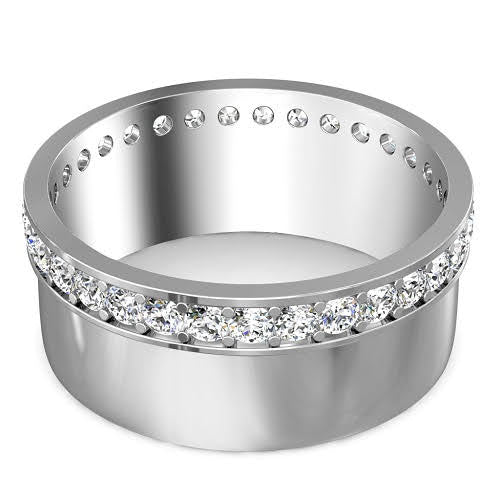 Priceless 1.00 CT Round Cut Diamond Mens Wedding Band in 14 KT White Gold - Primestyle.com