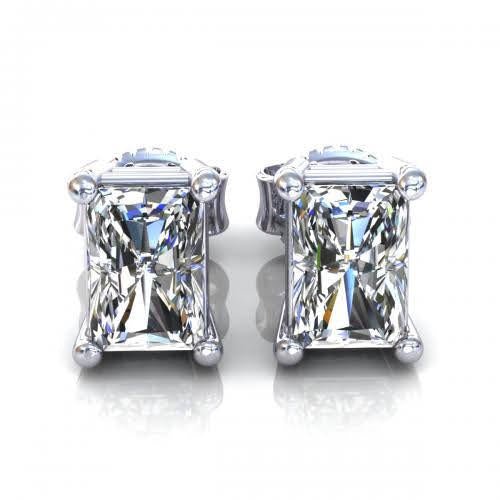 Radiant 0.50CT Radiant Cut Diamond Stud Earrings in 14KT White Gold