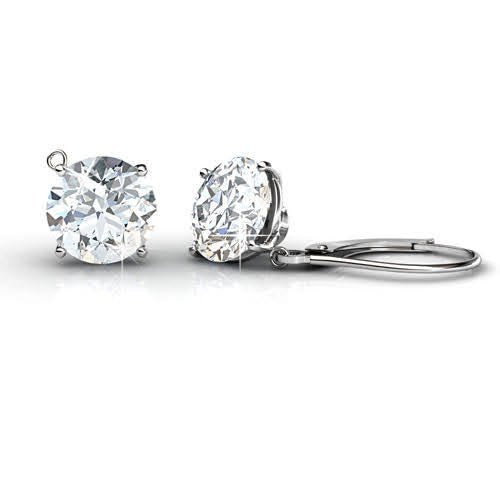 Radiant 0.50CT Round Cut Diamond Stud Earrings in 14KT White Gold - Primestyle.com