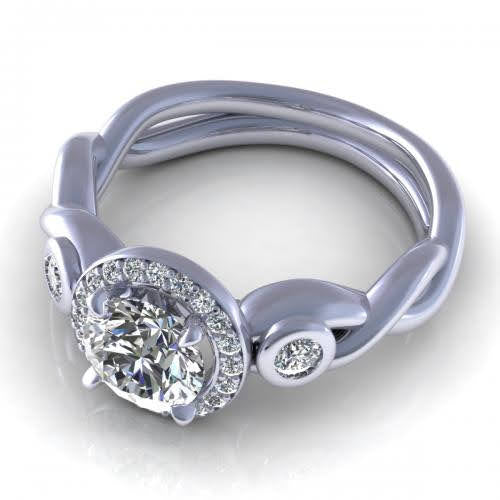 Radiant 0.62 CT Round Cut Diamond Engagement Ring in 14 KT White Gold - Primestyle.com