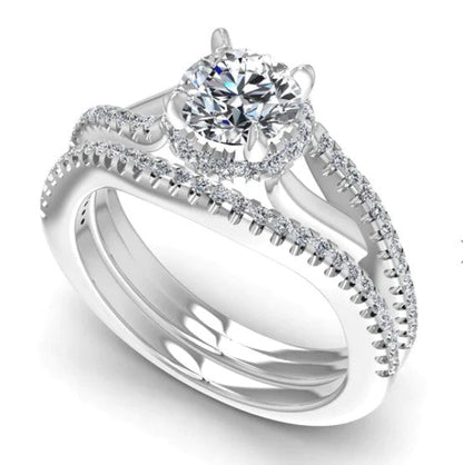 Radiant 0.85CT Round Cut Diamond Bridal Set in Platinum - Primestyle.com