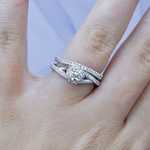 Radiant 0.85CT Round Cut Diamond Bridal Set in Platinum - Primestyle.com