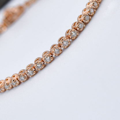Radiant 1.00 CT Round Cut Diamond Tennis Bracelet in 14KT Rose Gold - Primestyle.com