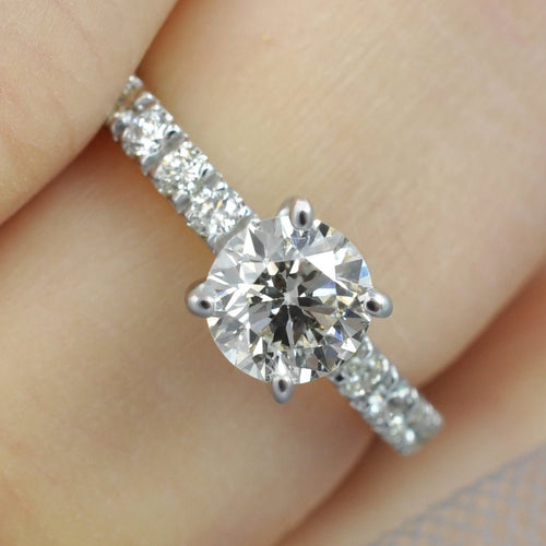 Radiant 1.20CT Round Cut Diamond Engagement Ring in 14KT White Gold - Primestyle.com