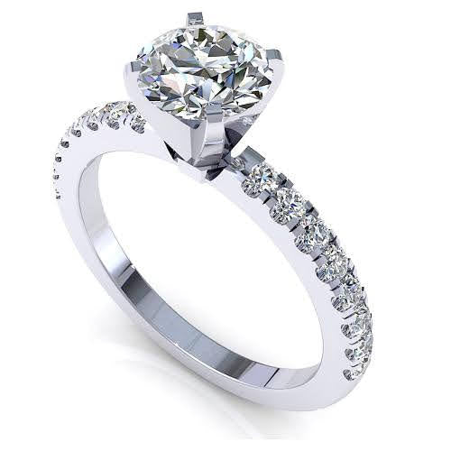 Radiant 1.20CT Round Cut Diamond Engagement Ring in 14KT White Gold - Primestyle.com