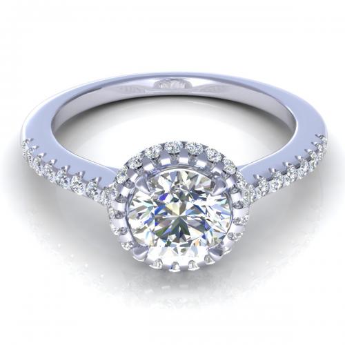 Radiant 1.30CT Round Cut Diamond Engagement Ring in 18KT White Gold - Primestyle.com
