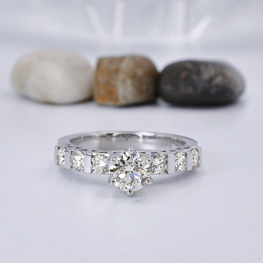 Radiant 1.40 CT Round Cut Diamond Engagement Rings in 14KT White Gold - Primestyle.com