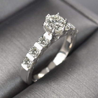 Radiant 1.40 CT Round Cut Diamond Engagement Rings in 14KT White Gold - Primestyle.com