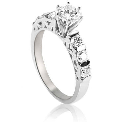 Radiant 1.40 CT Round Cut Diamond Engagement Rings in 14KT White Gold - Primestyle.com