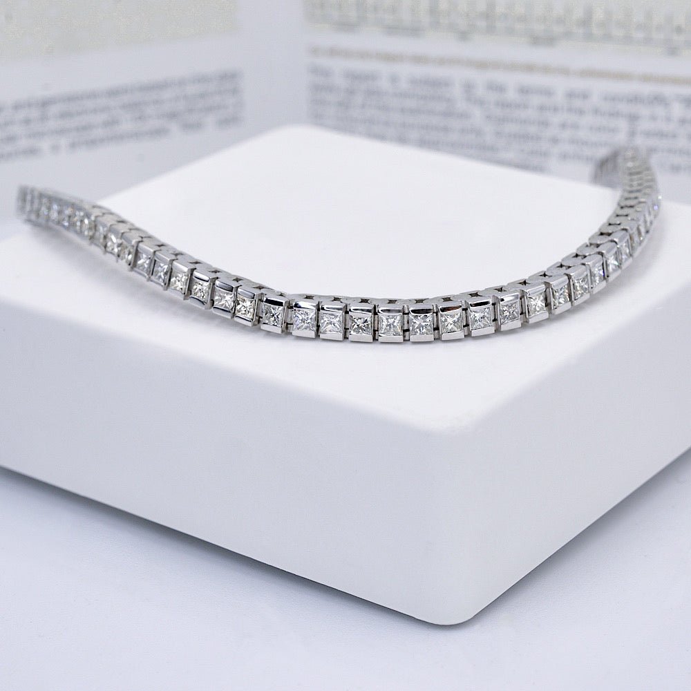 Radiant 4.00CT Princess Cut Diamond Tennis Bracelet in 14KT White Gold - Primestyle.com