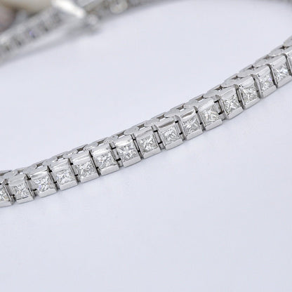 Radiant 4.00CT Princess Cut Diamond Tennis Bracelet in 14KT White Gold - Primestyle.com