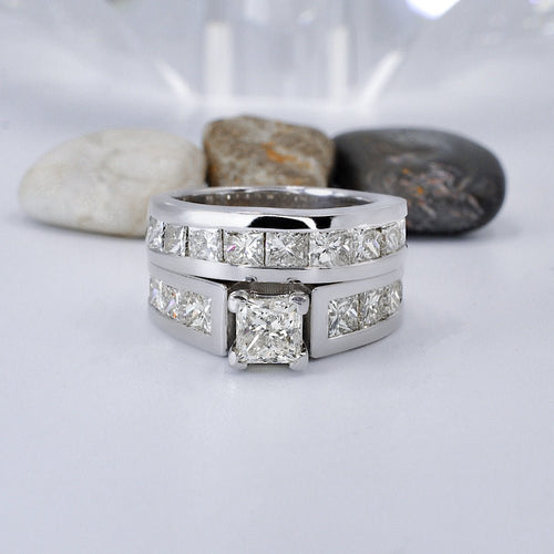 Radiant 5.70CT Princess Cut Diamond Bridal Set in 14KT White Gold - Primestyle.com