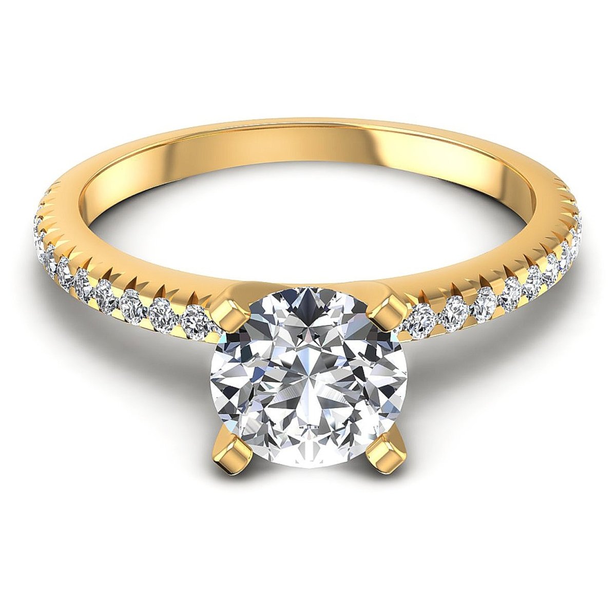 Rare 1.00CT Round Cut Diamond Engagement Ring in 14KT Yellow Gold - Primestyle.com