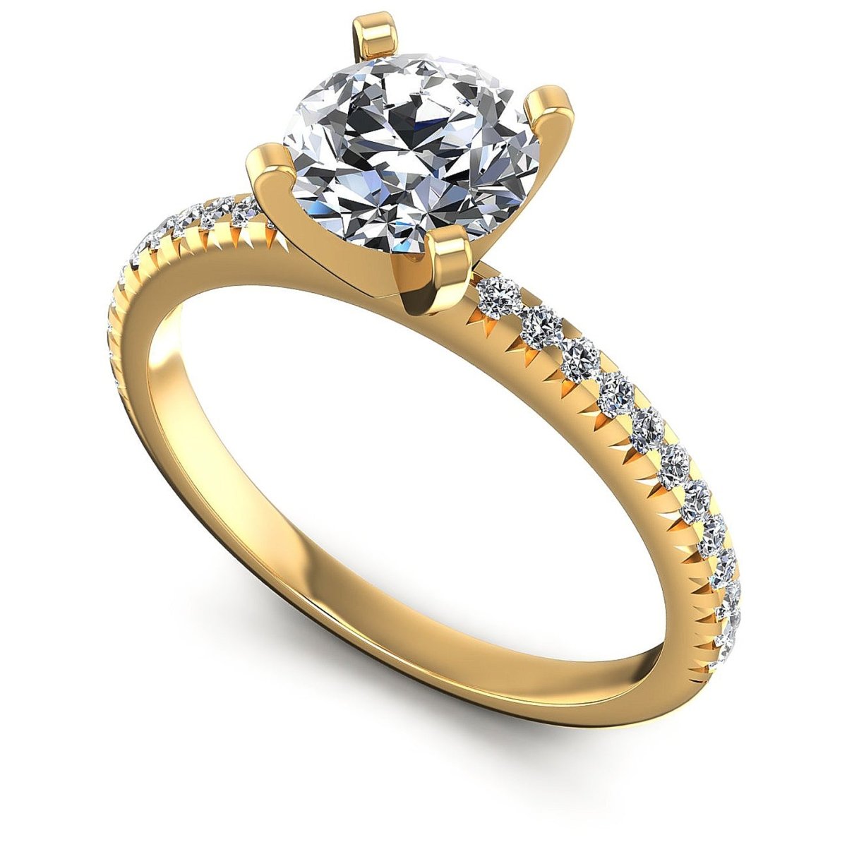 Rare 1.00CT Round Cut Diamond Engagement Ring in 14KT Yellow Gold - Primestyle.com