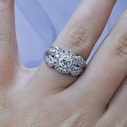 Rare 1.55CT Round Cut Diamond Engagement Ring in 14KT White Gold