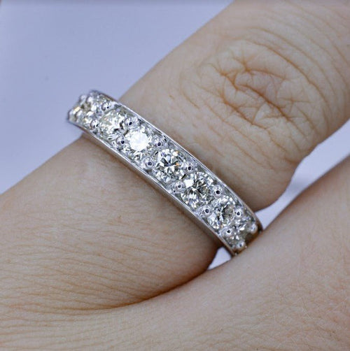 Rare 1.60 CT Round Cut Diamond Wedding Band in 14 KT White Gold - Primestyle.com