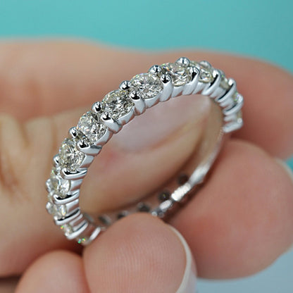 Reduced 2.90 CT Round Cut Diamond Wedding Band in 14KT White Gold - Primestyle.com