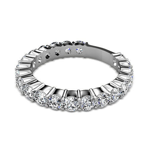 Reduced 2.90 CT Round Cut Diamond Wedding Band in 14KT White Gold - Primestyle.com