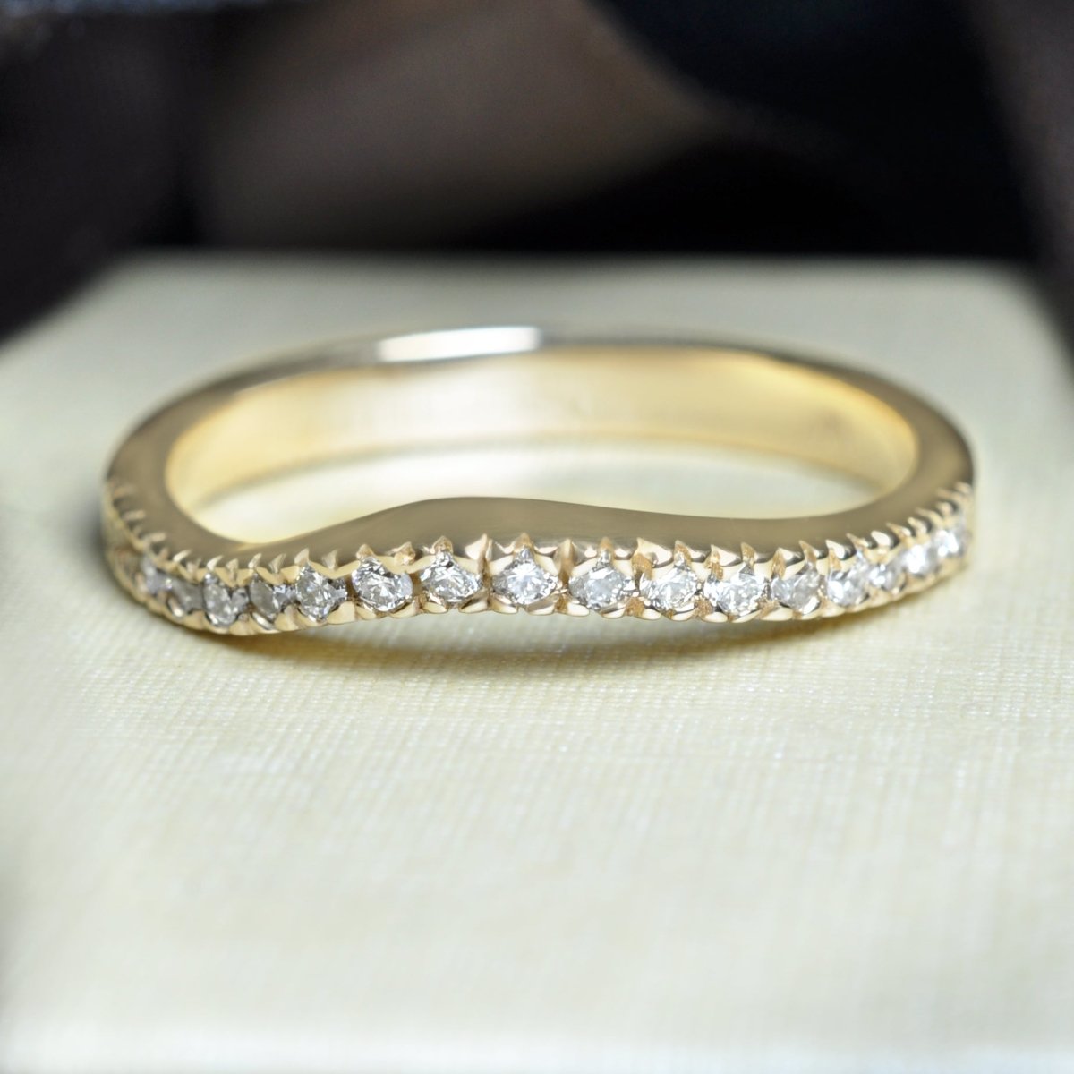 Risk-Free 0.30 CT Round Cut Diamond Wedding Band in 14KT Yellow Gold - Primestyle.com