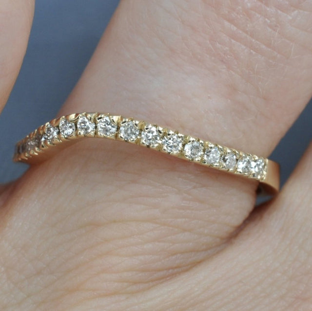 Risk-Free 0.30 CT Round Cut Diamond Wedding Band in 14KT Yellow Gold