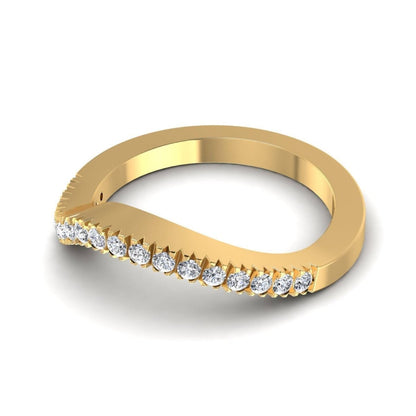 Risk-Free 0.30 CT Round Cut Diamond Wedding Band in 14KT Yellow Gold - Primestyle.com