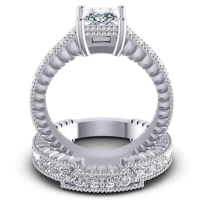 Risk-Free 1.00 CT Round Cut Diamond Bridal Set in 14KT White Gold - Primestyle.com