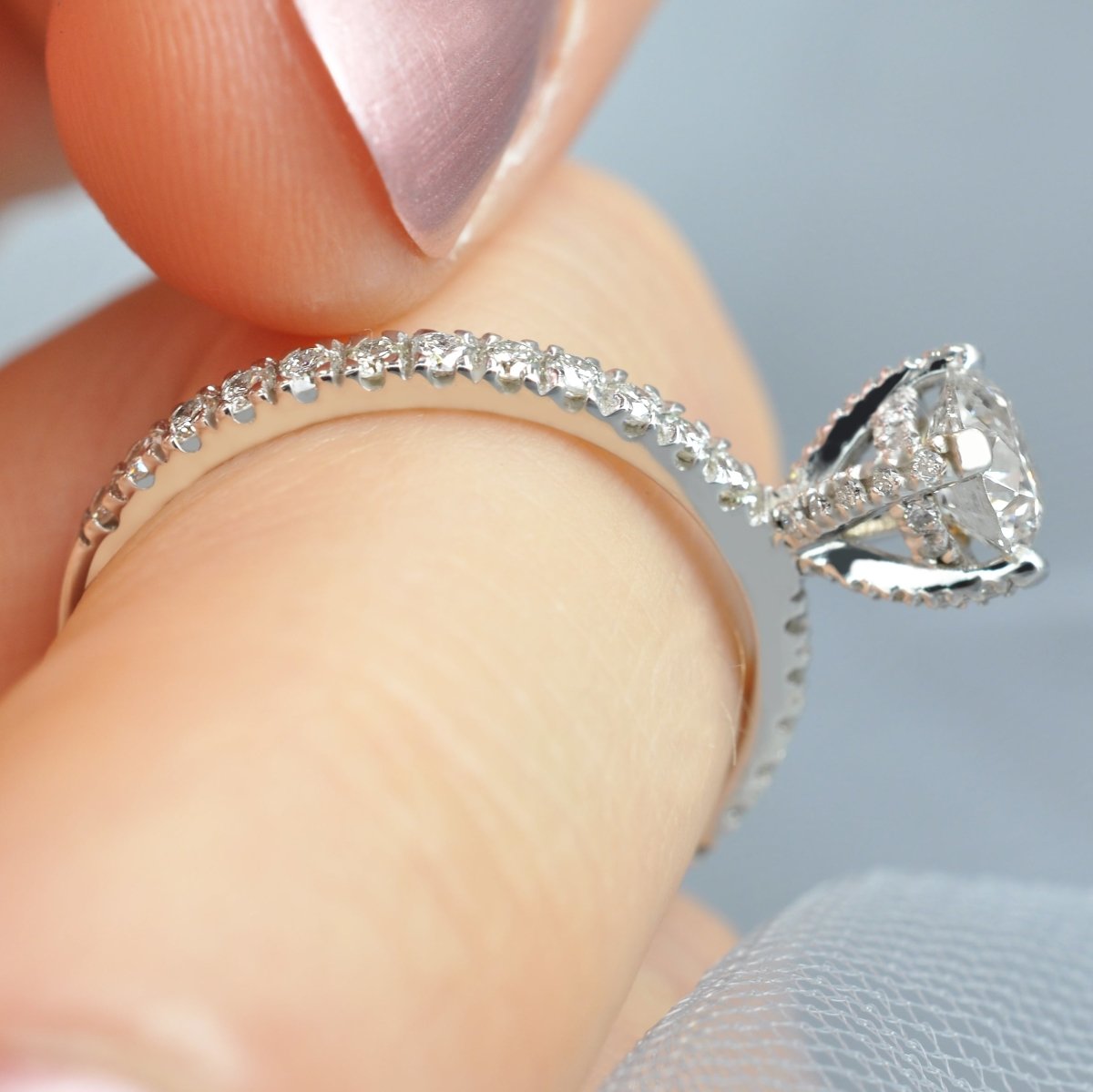 Risk-free 1.20CT Round Cut Diamond Engagement Ring in 14kt White Gold - Primestyle.com