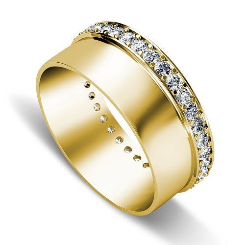 Running Out 0.75 CT Round Cut Diamond Wedding Band in 14KT Yellow Gold - Primestyle.com