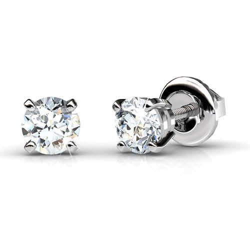 Running out 1.00CT Round Cut Diamond Stud Earrings in 14KT White Gold - Primestyle.com