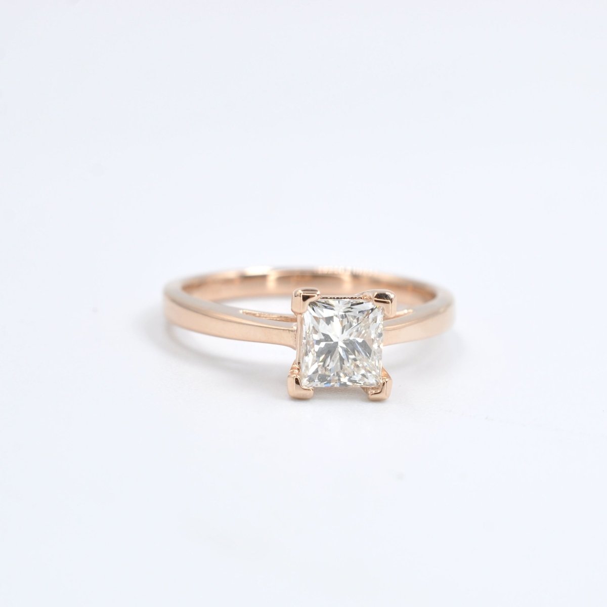 Selected 1.00CT Princess Cut Diamond Solitaire Ring in 14KT Rose Gold - Primestyle.com
