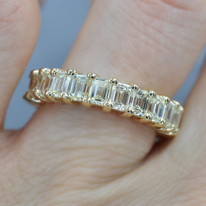 Selected 6.00CT Emerald Cut Diamond Eternity Ring in 14KT Yellow Gold - Primestyle.com