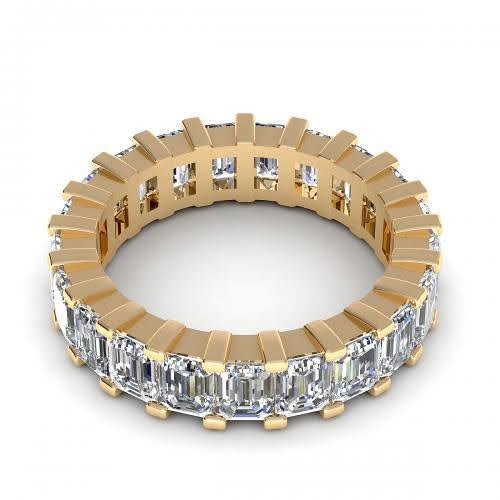 Selected 6.00CT Emerald Cut Diamond Eternity Ring in 14KT Yellow Gold - Primestyle.com